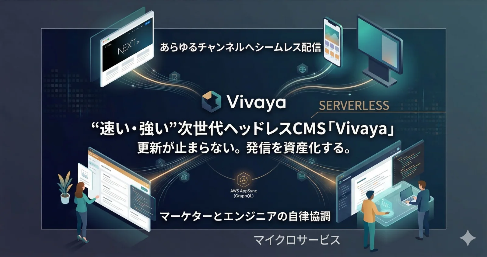 複数チャネルへのコンテンツ配信を表現したVivaya公式紹介ビジュアル